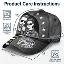 Gift For Father,Custom Photo,Independence Day,Art Design,Top Market,Confident,Photo - Pencil Sketch - Dark BG - Custom Photo White Pencil Sketch Art Best Dad Papa Ever - Personalized Classic Cap