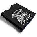 Art Design, Gift For Bestie, Humorous, Summer, Photo - Pencil Sketch - Dark BG - Custom Photo White Pencil Sketch Art Camping Crew Fires Friends Fun - Personalized T Shirt