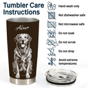 Custom Photo, Art Design, Pet Lovers, Adorable, Photo - Pencil Sketch - Dark BG - Custom Photo White Pencil Sketch Art Dog Cat Portrait - Personalized Tumbler