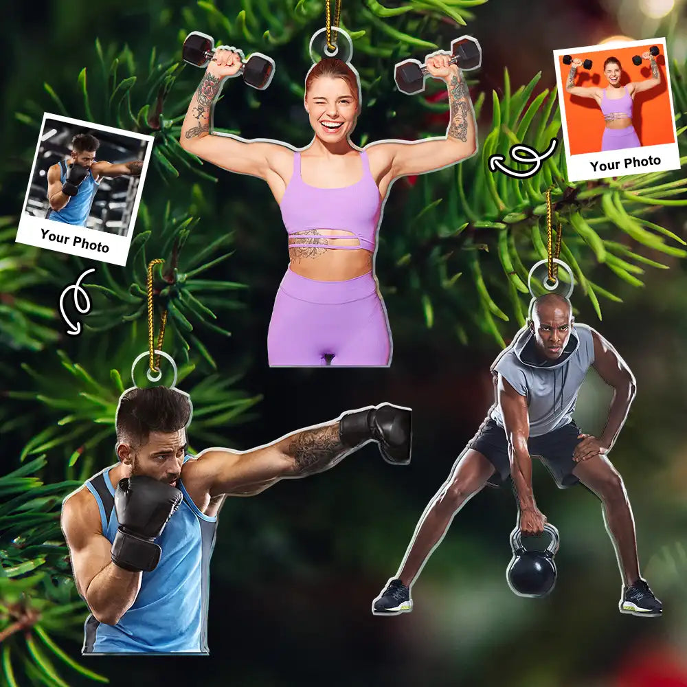 Custom Photo Workout Gifts Gym Fitness - Personalized Acrylic Photo Ornament