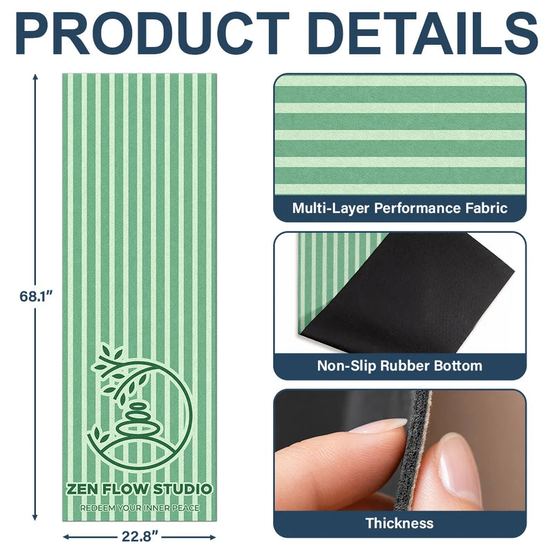 Gift For Yourself, Gift For Women, Custom Photo, Confident, Remove BG Photo - Custom Photo Yoga Studio Logo With Striped Pattern - Personalized Yoga Mat
