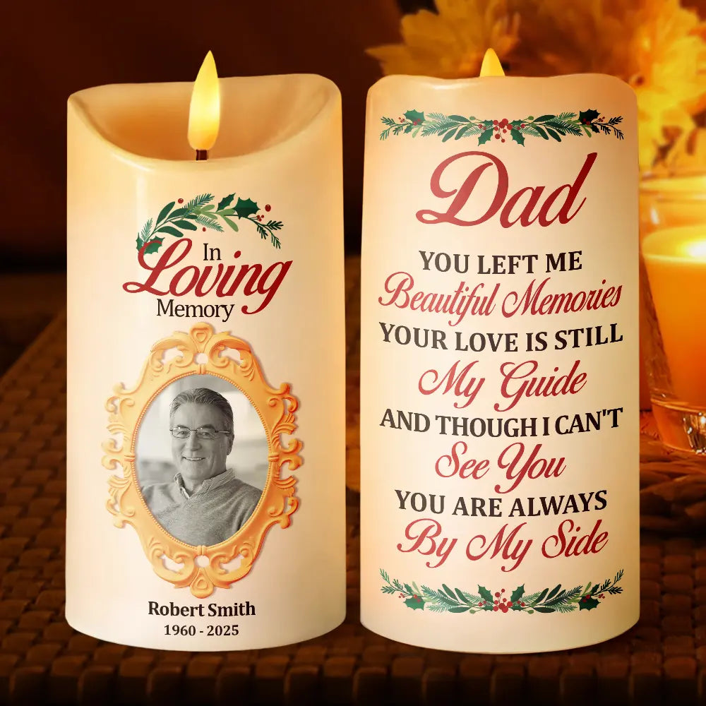 Family,Gift For Women,Gift For Men,Gift For Wife,Gift For Husband,Gift For Mother,Gift For Father,Gift For Brothers,Gift For Sisters,Gift For Son,Gift For Daughter,Custom Photo,Sad,Christmas,Memorial - Custom Photo You Are Always By My Side - Personalized Flameless LED Candle