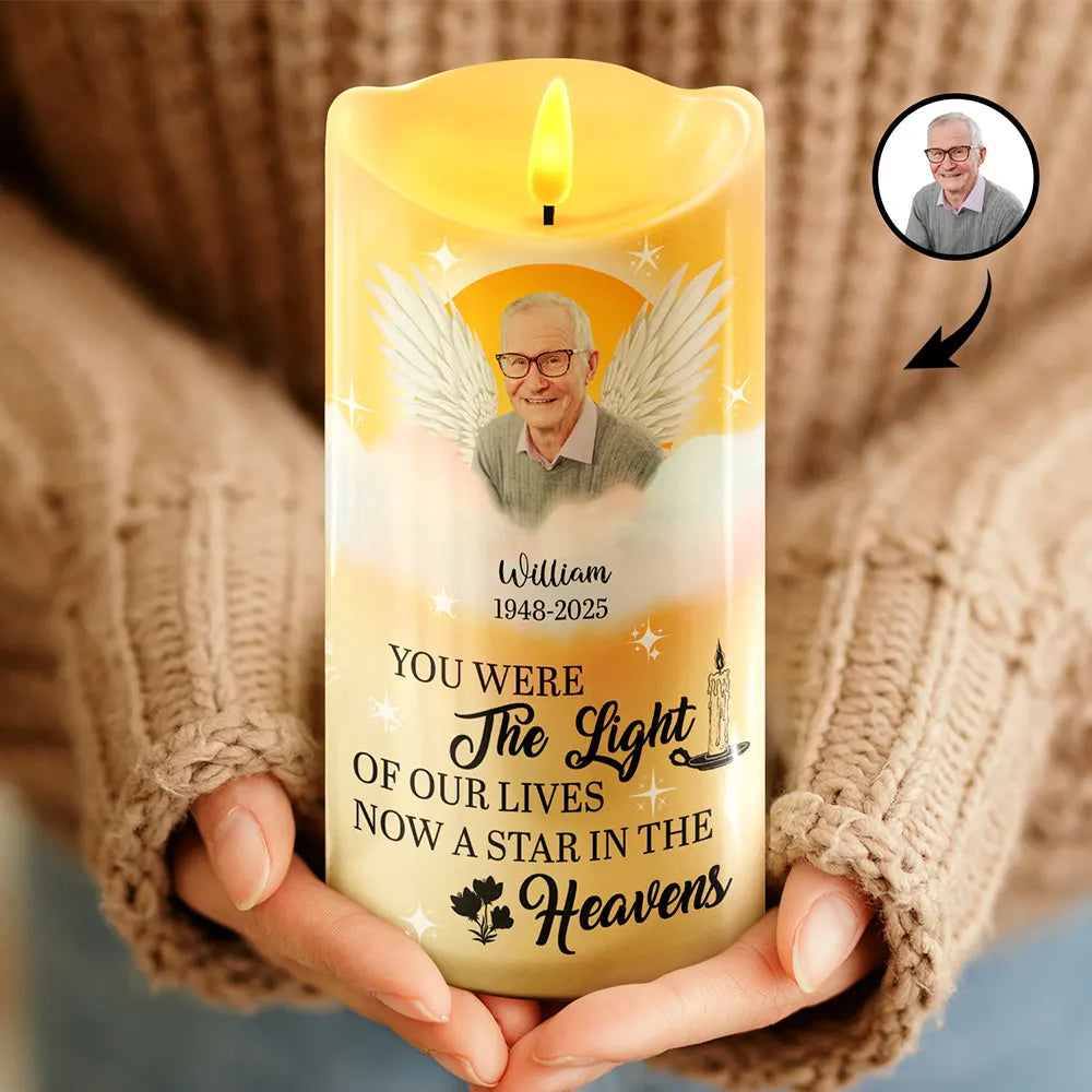 Custom Photo You Were The Light Of Our Lives - Personalized Flameless LED Candle