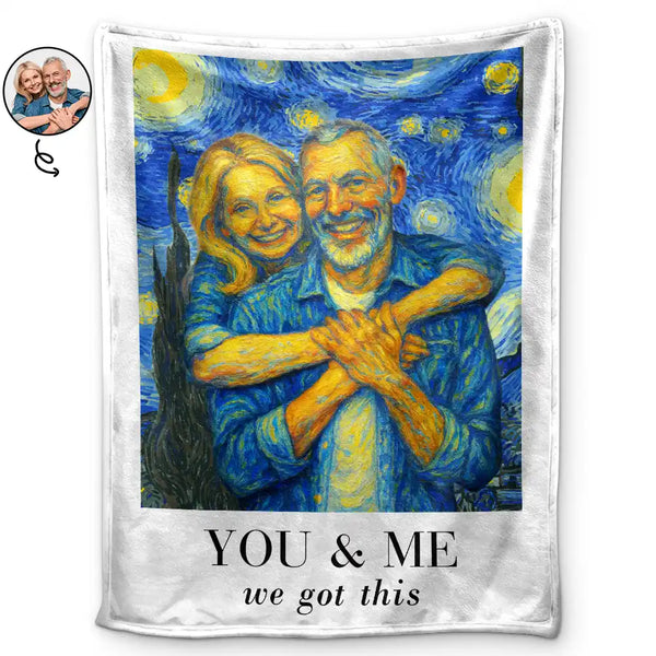 Gift For Couples,Gift For Husband,Gift For Wife,Gift For Boyfriend,Gift For Girlfriend,Love,Custom Photo - Custom Photo You & Me We Got This Under Starry Night - Personalized Fleece Blanket, Sherpa Blanket