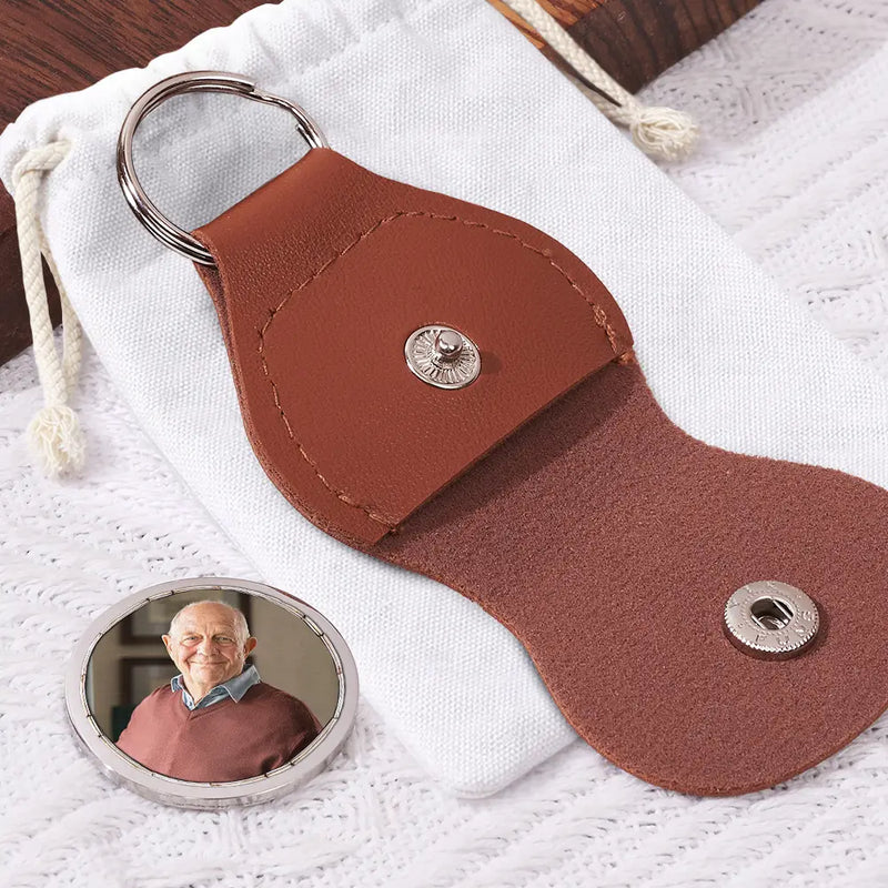 Custom Photo A Little Hug From Heaven - Personalized Leather Pocket Hug