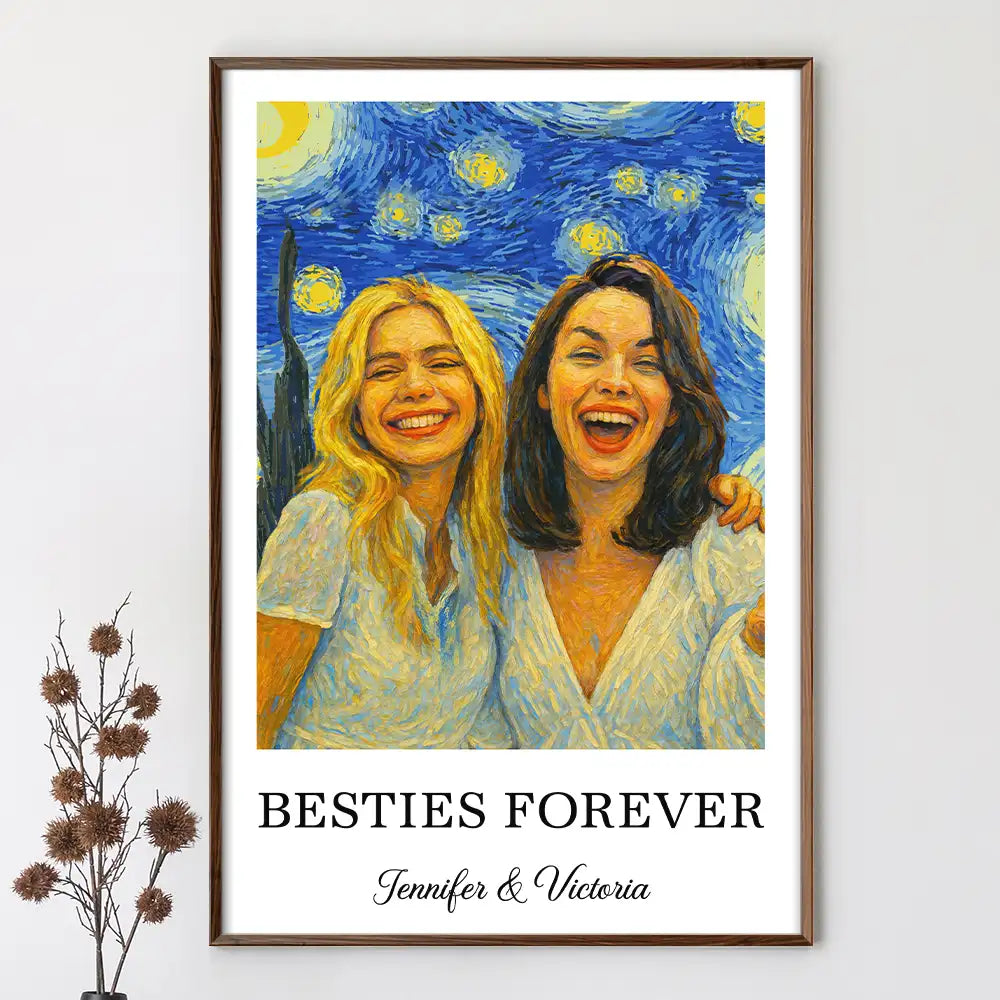 Custom Photo A True Friendship Is A Journey Without An End Starry Night - Personalized Poster