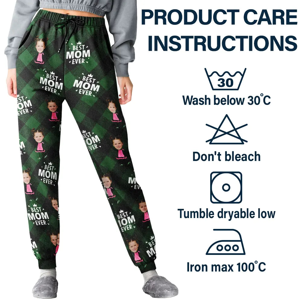 Custom Photo Best Grandpa Ever Plaid Checkered Pattern - Personalized Sweatpants