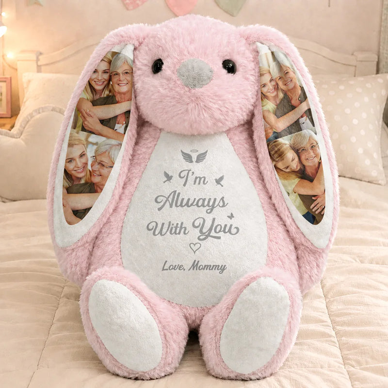 Art Design,Sentimental,Gift For Kids,Memorial,Photo Collage - Custom Photo Cuddle From Heaven Memorial Keepsake - Personalized Soft Toy Bunny