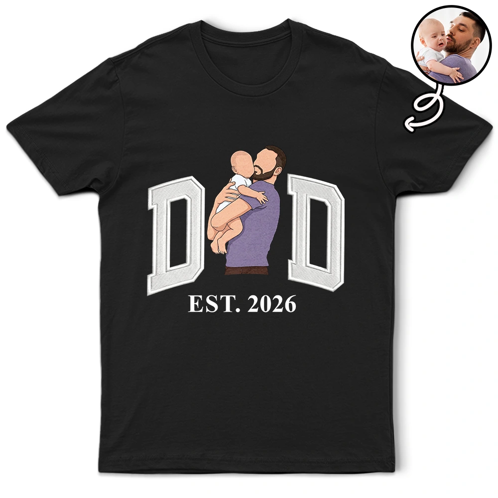 Custom Photo Faceless Portrait Dad Grandpa Est - Personalized T Shirt