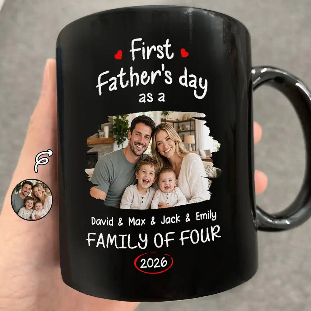 Custom Photo First Time Ever As A Family Of Three - Personalized Mug
