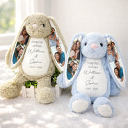 Art Design,Anniversary,Romantic,Gift For Couples,Photo Collage - Custom Photo Forever & Always Couples Anniversary - Personalized Soft Toy Bunny