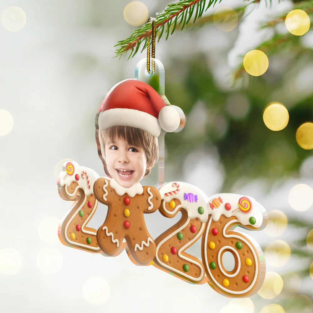 Custom Photo Gingerbread Funny Baby First Christmas - Personalized Custom Shaped Acrylic Ornament
