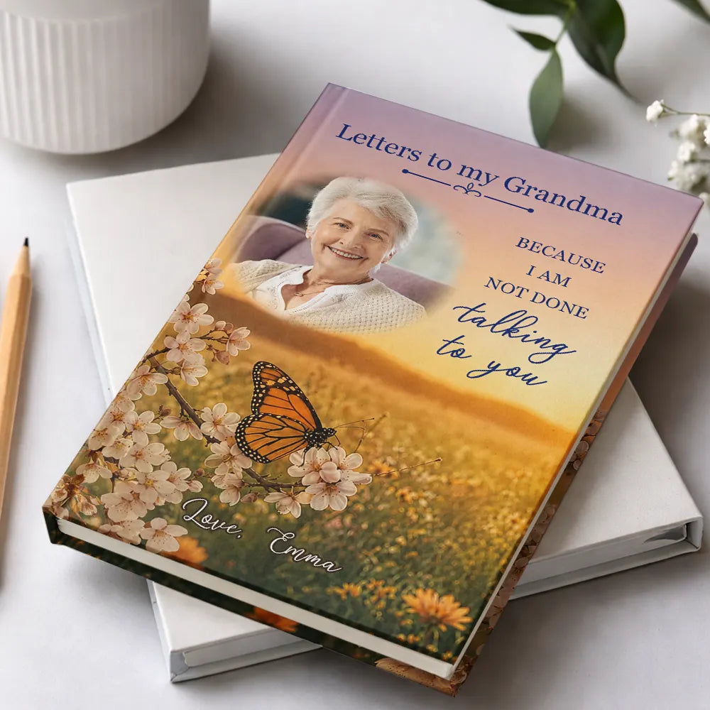 Christmas,Custom Photo,Sympathetic,Family,Memorial,Upload Full Photo,Icon - Custom Photo Memorial Letters To My Dad Mom Because I Am Not Done Talking To You - Personalized Hardcover Journal