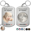 Custom Photo,New Dad,New Mom,New baby,Photo,Moon Phase - Custom Photo Moon Phase The Day You Became My Mom - Personalized Aluminum Keychain