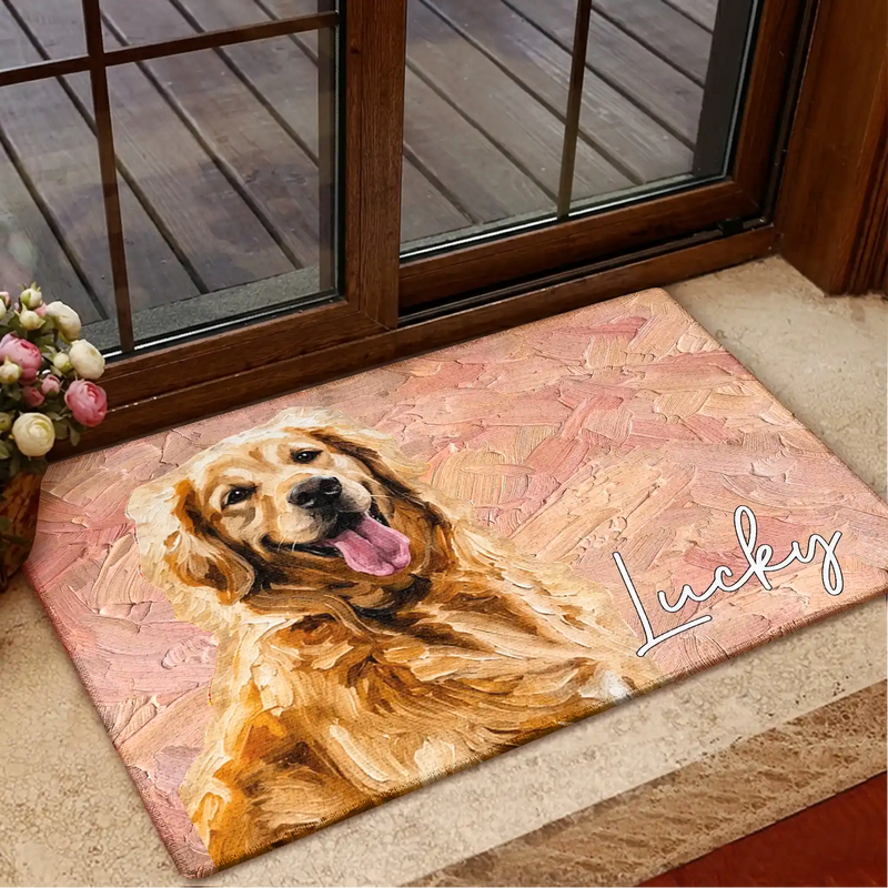 Custom Photo Oil Painting Pet Dog Cat Portrait - Personalized Doormat