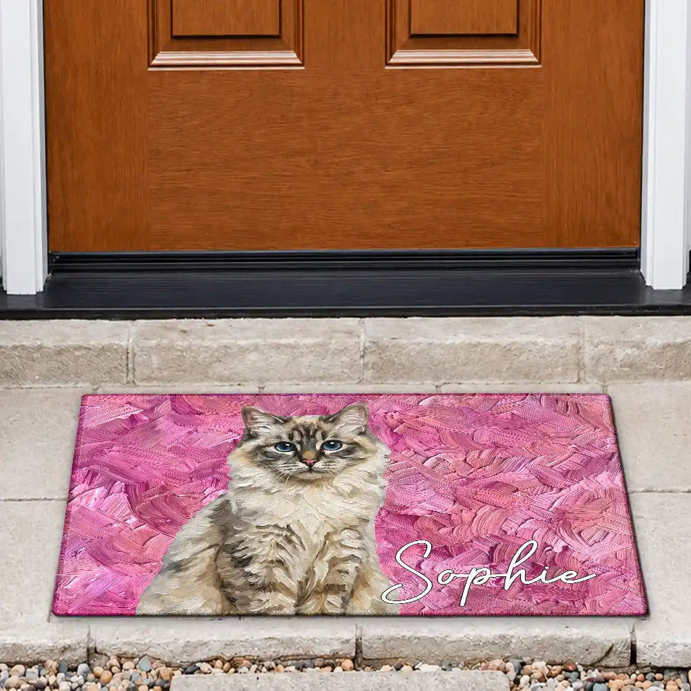 Custom Photo Oil Painting Pet Dog Cat Portrait - Personalized Doormat