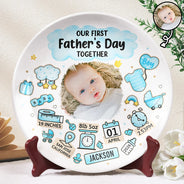 Custom Photo Our First Mother's Day Information Icon - Personalized Ceramic Plate