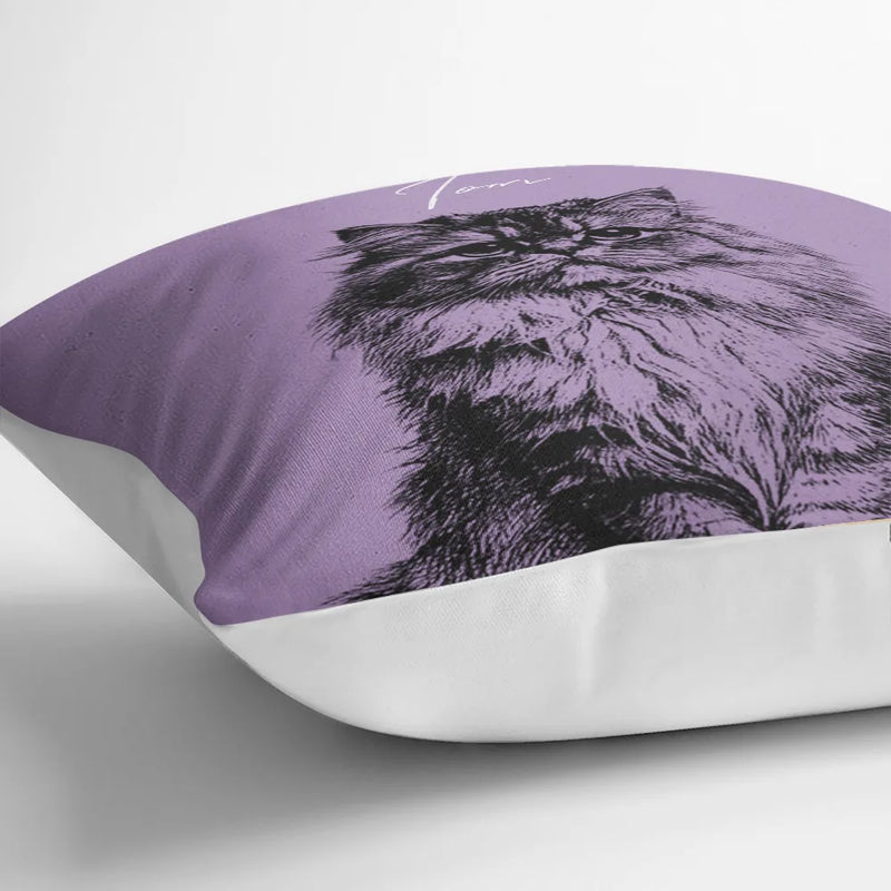 Custom Photo Pencil Sketch Family Dog Cat Portrait - Personalized Pillow