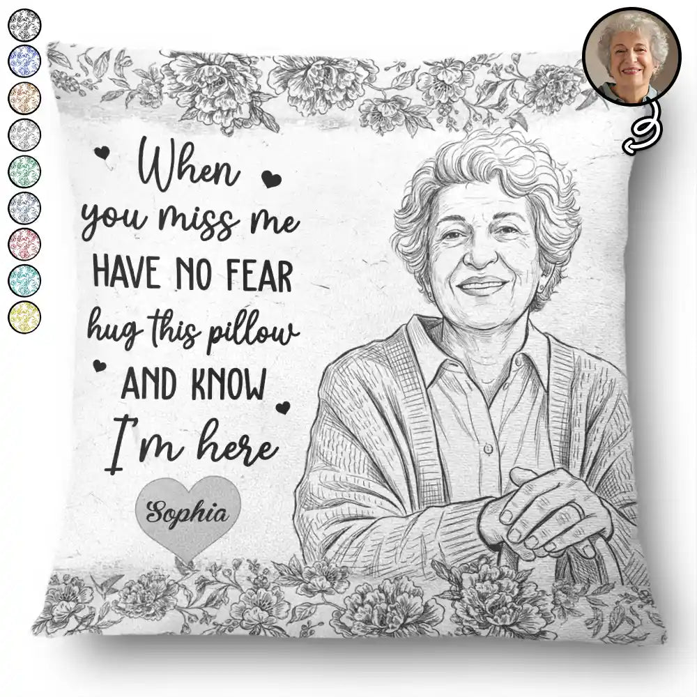 Custom Photo Pencil Sketch Have No Fear Hug This Pillow - Personalized Pillow