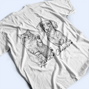 Pet Lovers,Pet Mom,Pet Dad,Cat Lovers,Cat Mom,Cat Dad,Dog Lovers,Dog Mom,Dog Dad,Non-Eng,Photo - Pencil Sketch,Adorable - Custom Photo Pencil Sketch Pet Dad Lovely Portrait - Personalized T Shirt