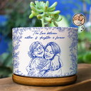 Gift For Daughter,Mom - Daughters (Adult),Mom - Daughters (Young),Love,Gift For Mother,Photo - Pencil Sketch - Custom Photo Pencil Sketch The Love Between Mother & Daughter Is Forever - Personalized Ceramic Plant Pot