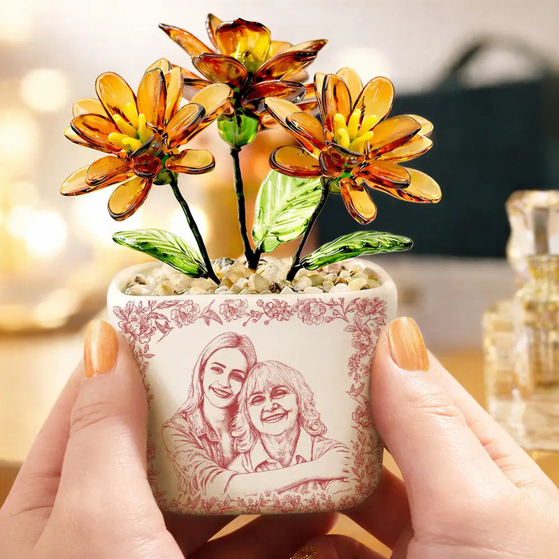 Custom Photo Pencil Sketch The Only Thing Better Than Being Your Mother - Personalized Glass Flower Plant Pot
