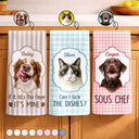 Dog Lovers,Pet Lovers,Cat Lovers,Funny,Non-Eng,Photo - Watercolor (remove BG) - Custom Photo Realistic Watercolor Art If It Hits The Floor It's Mine Dog cat - Personalized Kitchen Towel