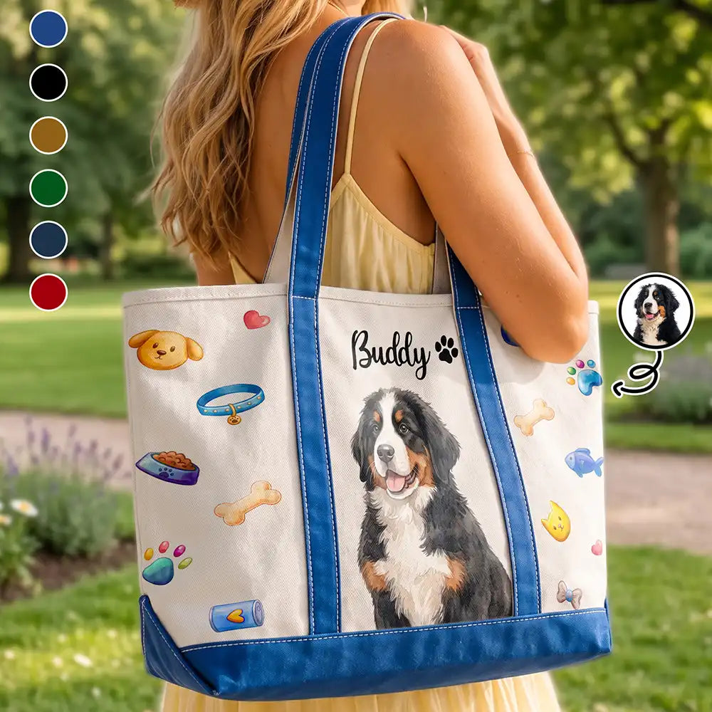 Adorable,Art Design,Pet Lovers,Photo - Watercolor - Remove BG - Custom Photo Realistic Watercolor Art Lovely Dog Cat Portrait - Personalized Fabric Tote Bag