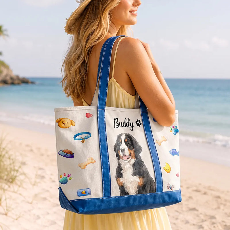 Adorable,Art Design,Pet Lovers,Photo - Watercolor - Remove BG - Custom Photo Realistic Watercolor Art Lovely Dog Cat Portrait - Personalized Fabric Tote Bag