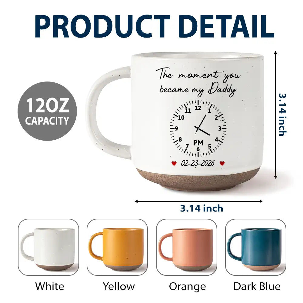 Custom Photo Realistic Watercolor Art The Moment You Became My Daddy Mommy Date And Time - Personalized Pottery Mug