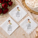 Art Design,Sentimental,Gift For Children,Gift For Daughter,Wedding,Photo - Semi Realistic Portrait,Custom Text - Custom Photo Semi Realistic Portrait Blue Wedding Bride Daughter - Personalized Handkerchief