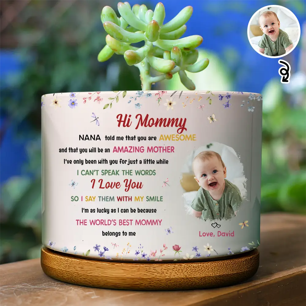 Custom Photo The World's Best Mommy Belongs To Me - Personalized Ceramic Plant Pot