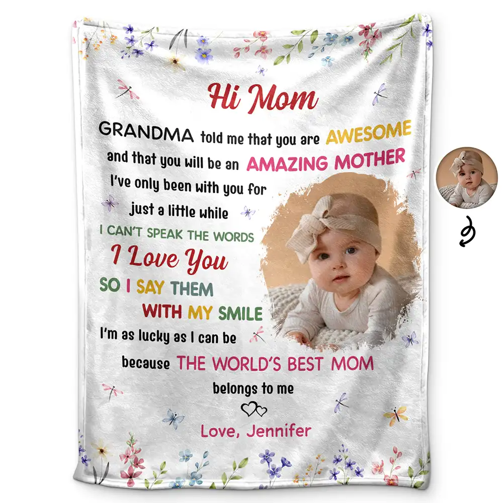 New Mom,Love,Gift For Mother - Custom Photo The World's Best Mommy Belongs To Me - Personalized Fleece Blanket, Sherpa Blanket