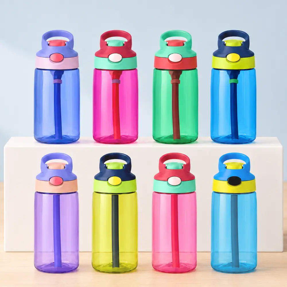 Top Market, Adorable, Art Design, Back To School, Custom Photo, Gift For Kids, Photo - Cartoon Portrait - Custom Photo Cartoon Portrait Adorable Kid With Birth Month Flower - Personalized Kids Water Bottle With Straw