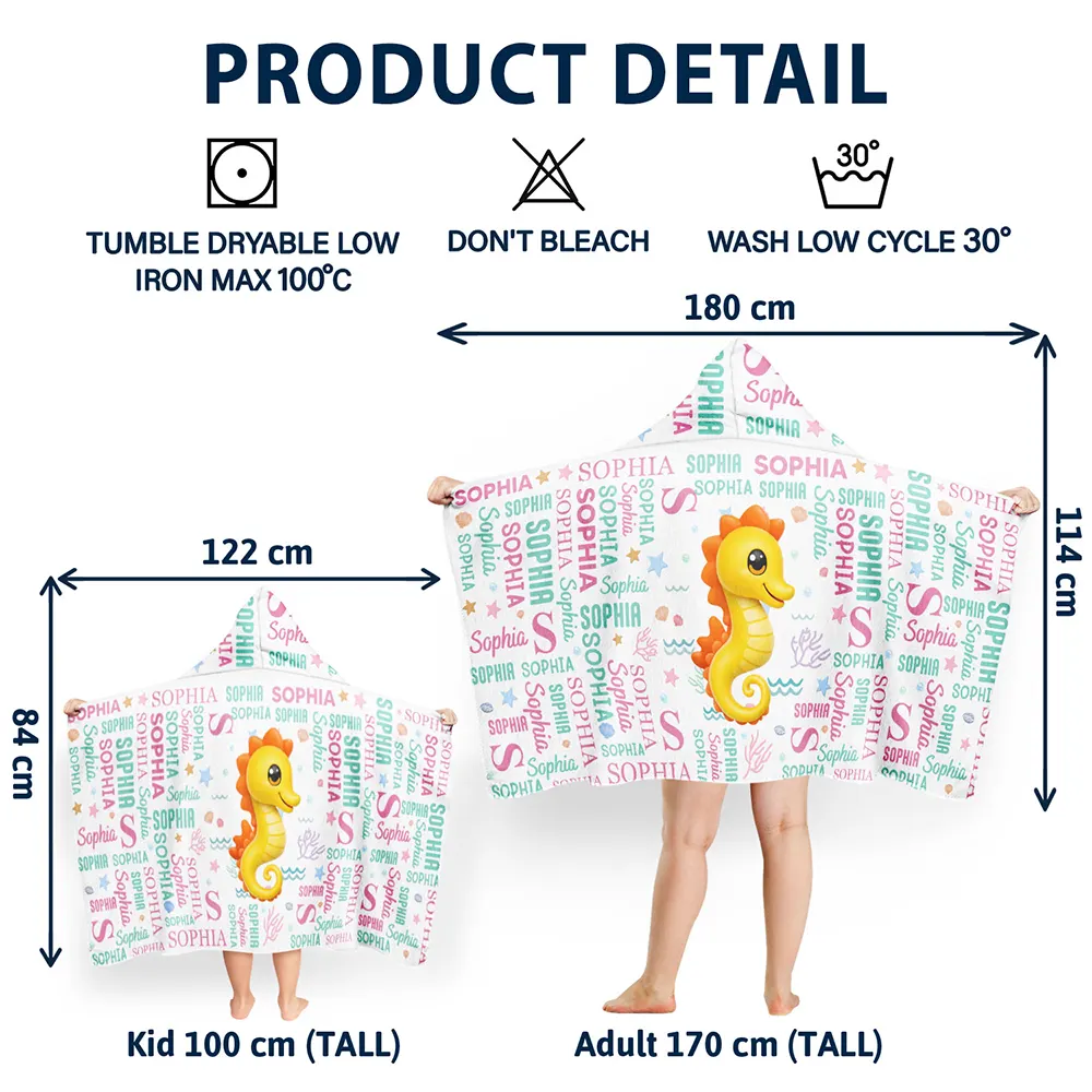 Gift For Kids,Gift For Grandkids,Happy - Cute Cartoon Animal - Personalized Hooded Beach Towel