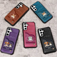 Pet Lovers,Dog Lovers,Cat Lovers - Cute Dogs And Cats Aesthetic Pattern - Personalized Leather Flip Wallet Phone Case
