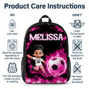 Adorable,Back To School,Football (Soccer),Gift For Kids,Vector - Cute Kid Soccer With Neon Flames - Personalized Kids Backpack