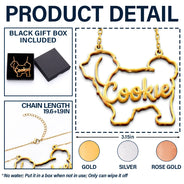 Dog Lovers, Dog Mom, Pet Lovers, Pet Mom, Love - Dog Shaped Line Art With Custom Name - Personalized Letter Necklace