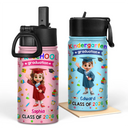 Graduation,Gift For Grandkids,Gift For Kids,Happy,Vector - Cute Graduation Kid Kindergarten Preschool - Personalized Kids Water Bottle