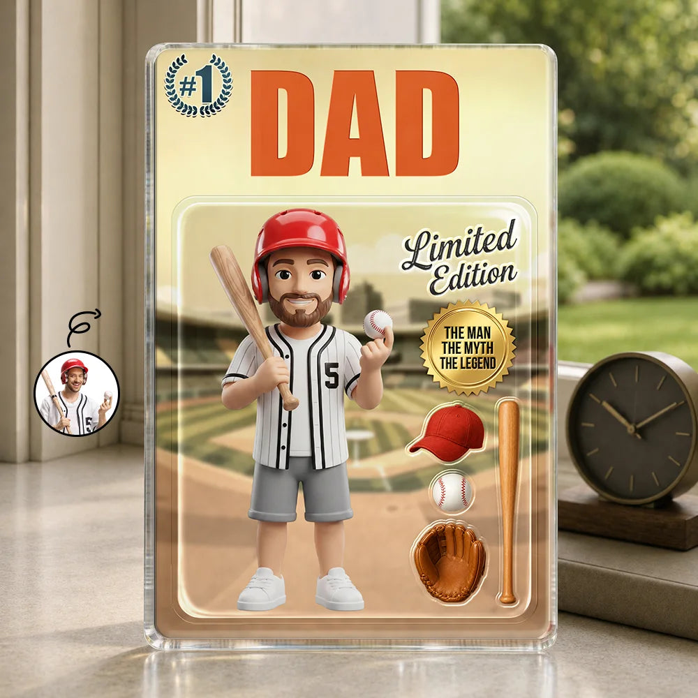 Custom Photo Toybox Figure Baseball Dad Grandpa Limited Edition - Personalized Custom Shaped Acrylic Plaque