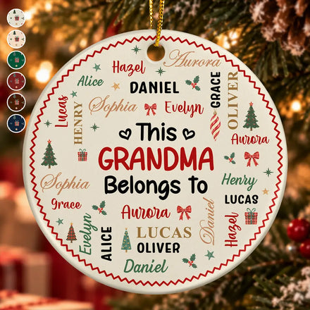Christmas Gift For Grandma Nana - Personalized Kids Names Ceramic Ornament