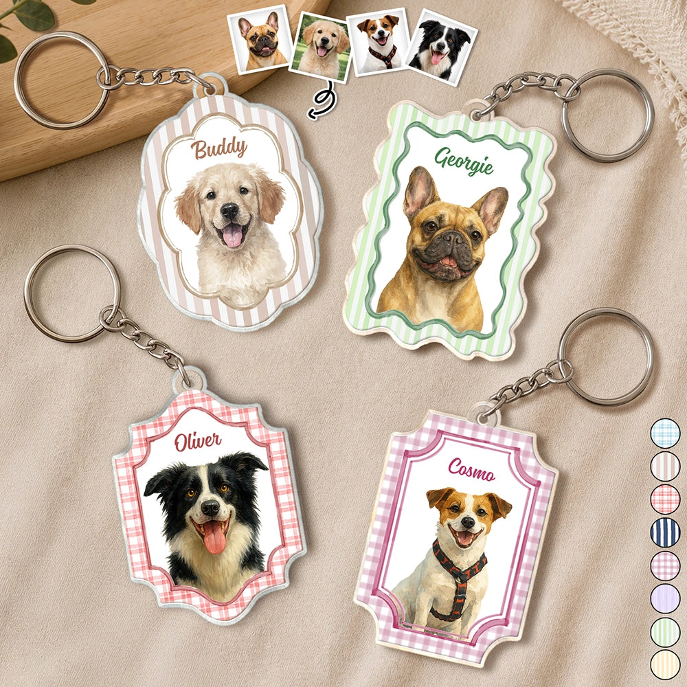 Custom Photo Realistic Watercolor Art Dog Cat Pet Baby Portrait Vintage - Personalized Acrylic Keychain
