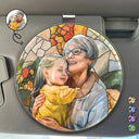 Gift For Wife,Gift For Mother,Gift For Grandma,Love,Family - Custom Photo Stained Glass Portrait Mom Grandma Parents Family - Personalized Custom Shaped Acrylic Car Visor Clip