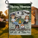 Making Memories One Campsite At A Time Dogs Camping Husband Wife - Couple Gift - Personalized Custom Flag