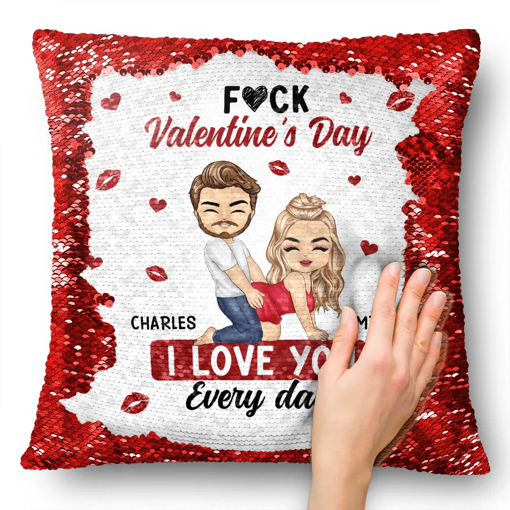 Gift For Couples,Old Couples,Gift For Husband,Gift For Wife,Gift For Boyfriend,Gift For Girlfriend,Love - Couple I Love You Every Day - Personalized Sequin Pillow, Mermaid Sequin Cushion Magic Reversible Throw Pillow