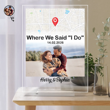 Location Map Custom Photo Where We Said I Do - Personalized Vertical Rectangle Acrylic Plaque