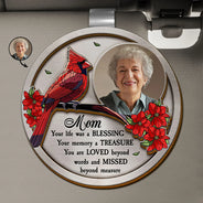 Memorial,Family,Gift For Grandparents,Parents - Custom Photo Dad Mom Your Life Was A Blessing Memorial - Personalized Custom Shaped Car Visor Clip