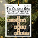 Christmas,Gift For Grandpa,Grandpa - Grandkids,Gift For Grandma,Gift For Grandparents,Grandma - Grandkids - Crossword Kids Name Grandma Grandpa Nice List - Personalized Custom Shaped Acrylic Ornament