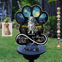 Pet Lovers,Pet Mom,Pet Dad,Pet Couple,Memorial,Non-Eng,Photo - Pencil Sketch (Dark BG),Sympathetic - Custom Photo White Pencil Sketch Art Pet Forever In My Heart Always Loved - Personalized Solar Light