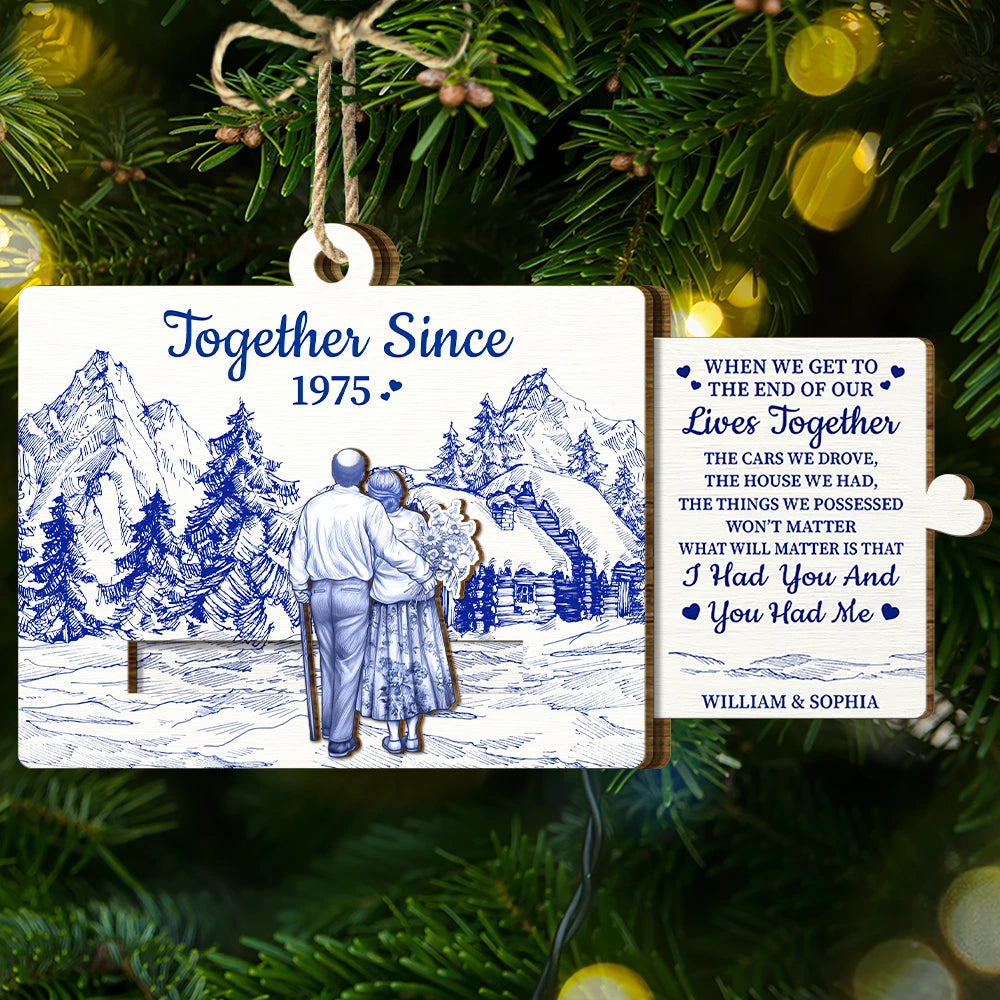 Couple Together When We Get To The End - Personalized Wooden Slide Ornament